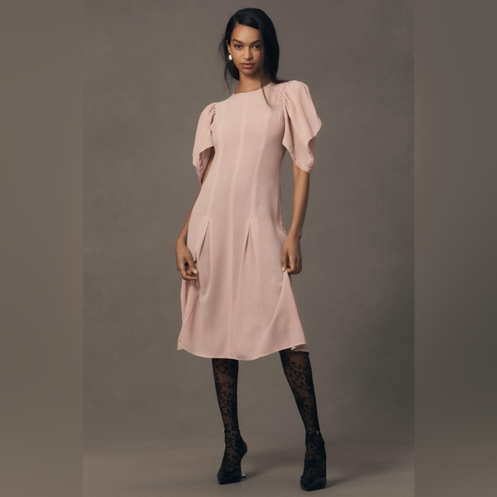 By Anthropologie Modern Sheer Midi Dress Violet Ice Size 4 NWOT